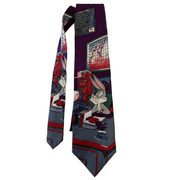 Bugs Bunny Looney Tunes Men's Tie Computer Nerd 1990's - Picture 1 of 4